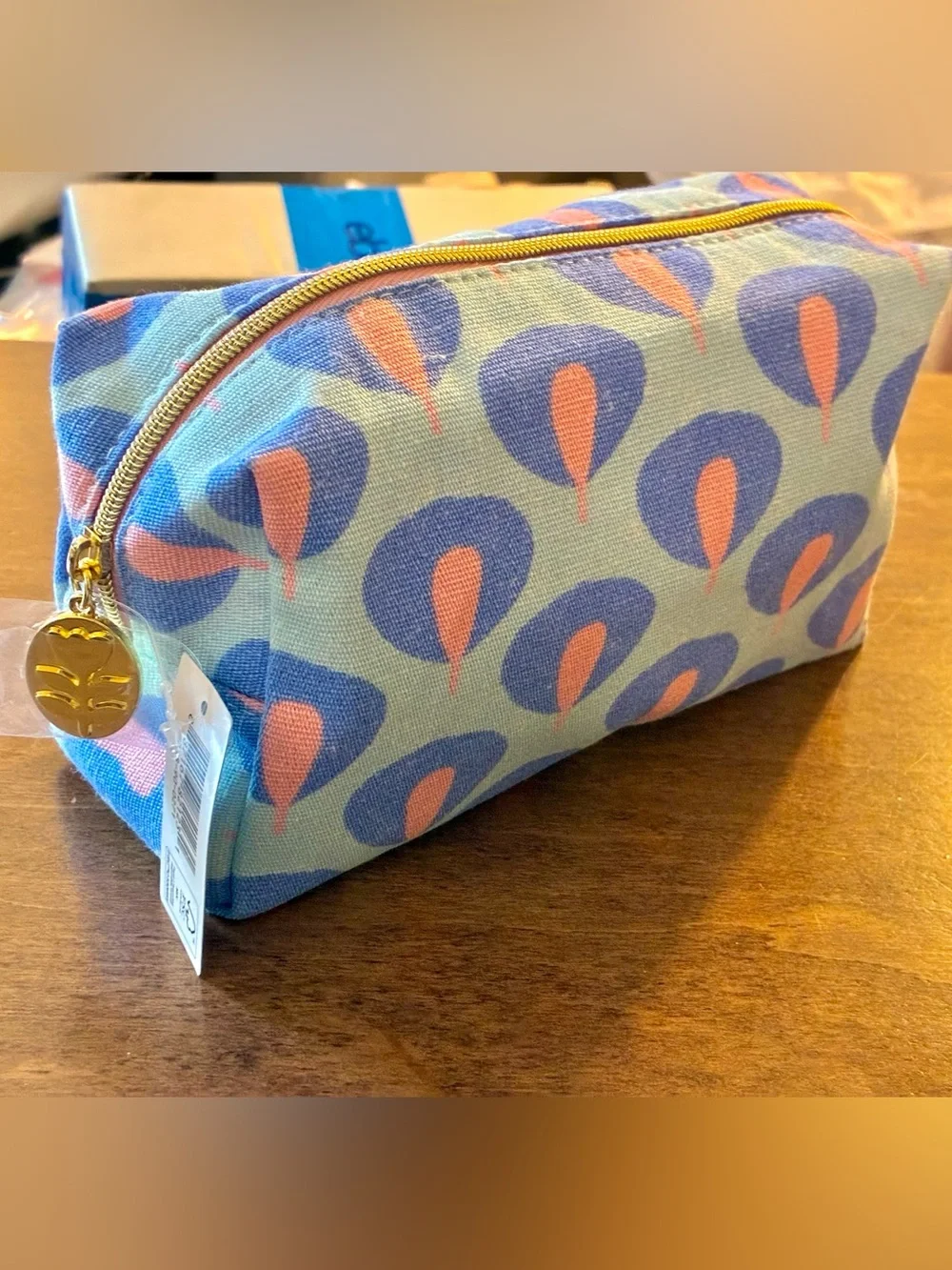 Estee Lauder Blue and Coral Teardrop Cosmetic Pouch